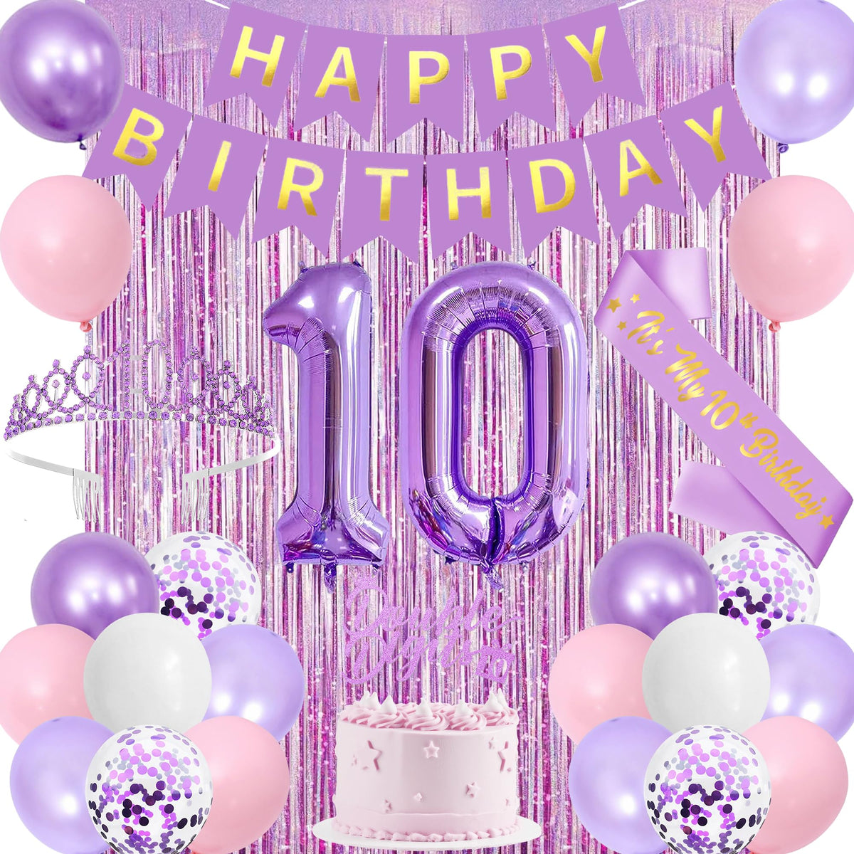 Trgowaul purple pink 10th banner for a bright, celebratory entrance.