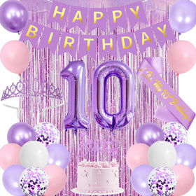 Trgowaul purple pink 10th banner for a bright, celebratory entrance.
