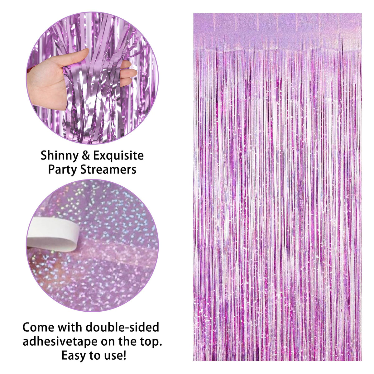 Trgowaul purple pink fringe curtains add texture and drama to the party backdrop.