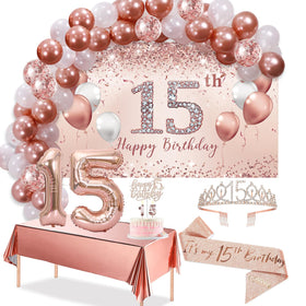 Trgowaul rose gold arch banner creates a chic photo backdrop.