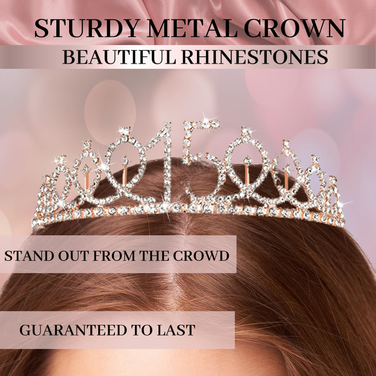 Trgowaul rose gold crown adds a princess moment for her party.