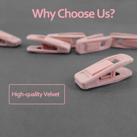 Trgowaul velvet pant clips keep skirts and trousers neatly aligned on velvet hangers.