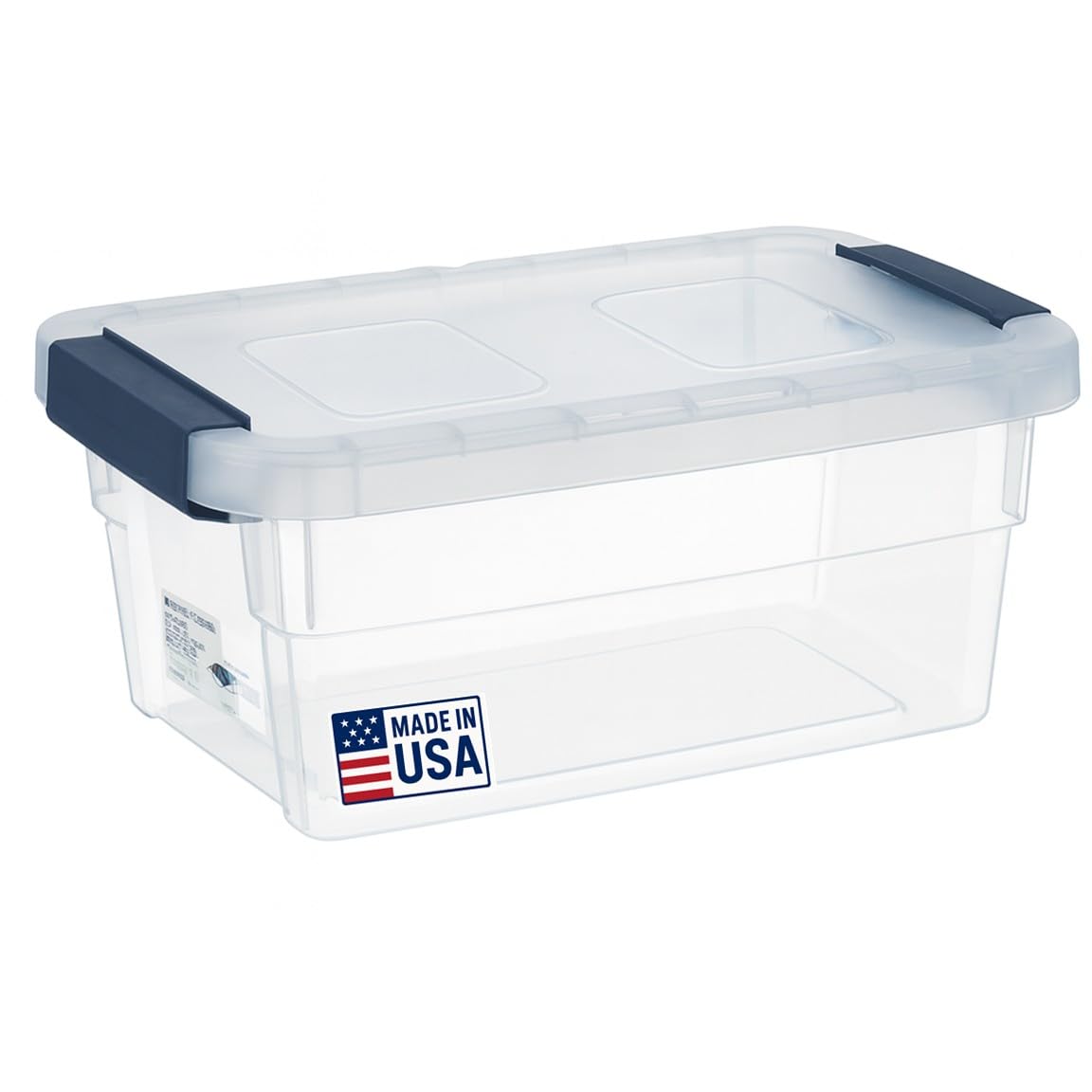 Tribello 15-Quart clear storage bin with lid, easy to see contents.