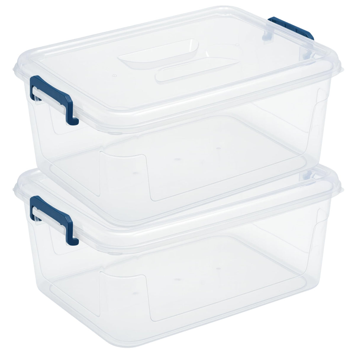 Tribello 16qt clear stackable bin with lids for visible, organized storage.
