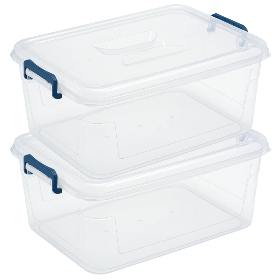 Tribello 16qt clear stackable bin with lids for visible, organized storage.