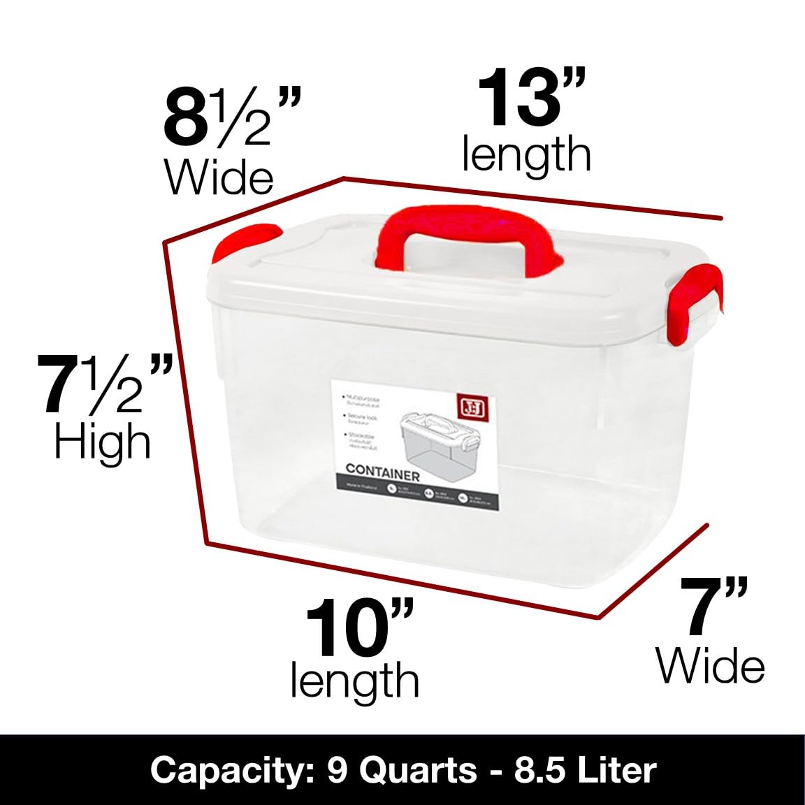 Tribello stackable storage bin shown on a shelf for efficient organization.