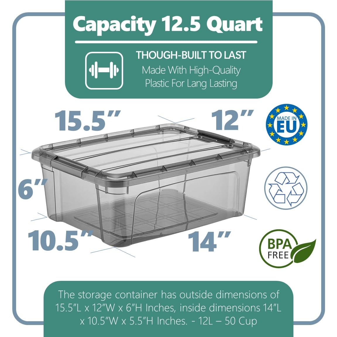 Tribello tinted plastic storage bin identifies contents at a glance and adds style.