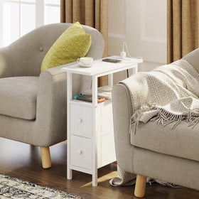 TRIFEBLE narrow side table with storage keeps clutter off surfaces.