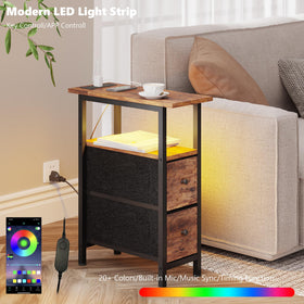 TRIFEBLE skinny nightstand with two fabric drawers for hidden keepsakes