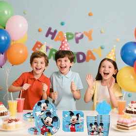Trifoot cartoon birthday 7-inch plate, ideal for snacks and desserts at kids' parties.