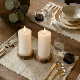 TRIRITE 6-pack white soy pillar candles wedding table setting with long burn time