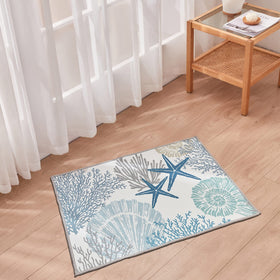 Tritard coastal area rug 2x3 blue with ocean pattern, great for entryways.