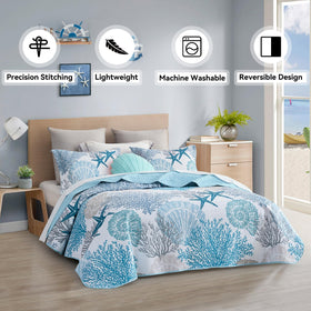 Tritard coastal quilt set with two shams for complete coordinated look