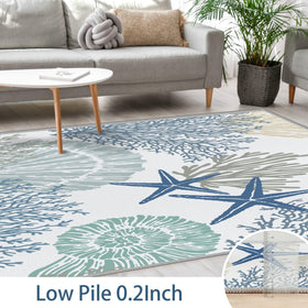 Tritard coastal rug offers soft, durable fibers for everyday comfort.