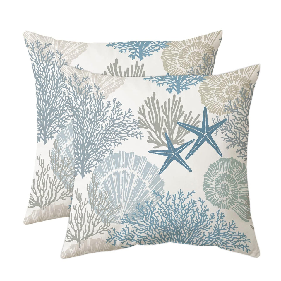 Tritard Nautical Coastal pillow cover seashell pattern for sofa decor and outdoor refresh