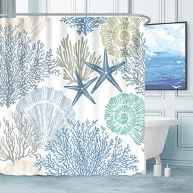 Tritard nautical coastal starfish shower curtain adds coastal charm to your bathroom.