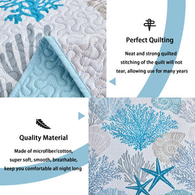 Tritard reversible quilt reveals dual ocean-inspired patterns for versatile decor.