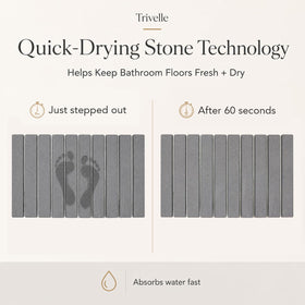 Trivelle extralarge stone bath mat with non-slip base for stable footing on floors.