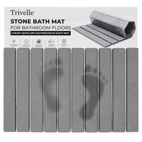 Trivelle extralarge stone bath mat with diatomite porous surface for fast water absorption.