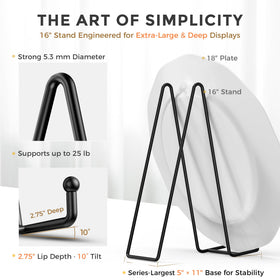 TR-LIFE 16in plate stand front view with a wide, stable base.