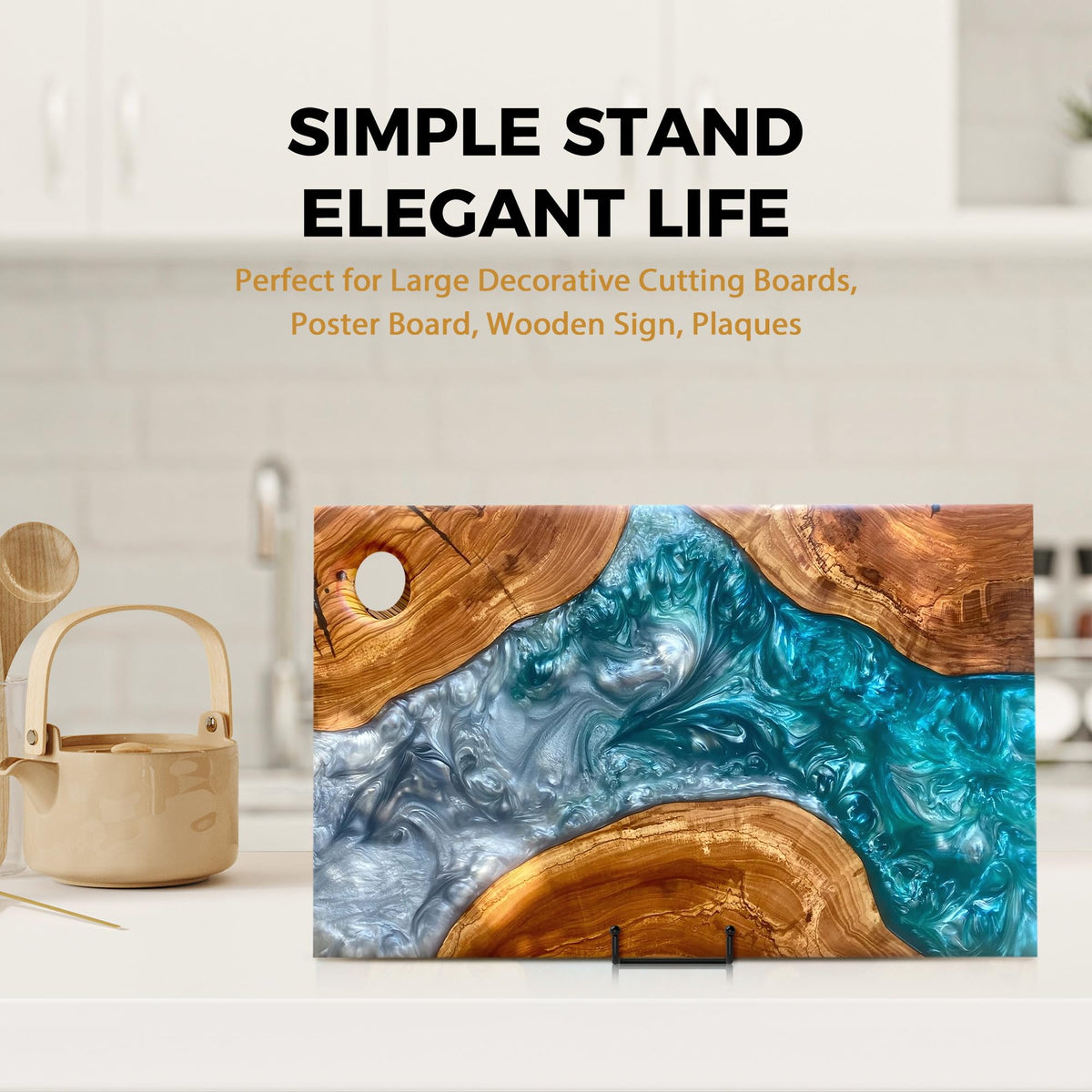TR-LIFE plate stand in showroom with a minimalist matte black finish.