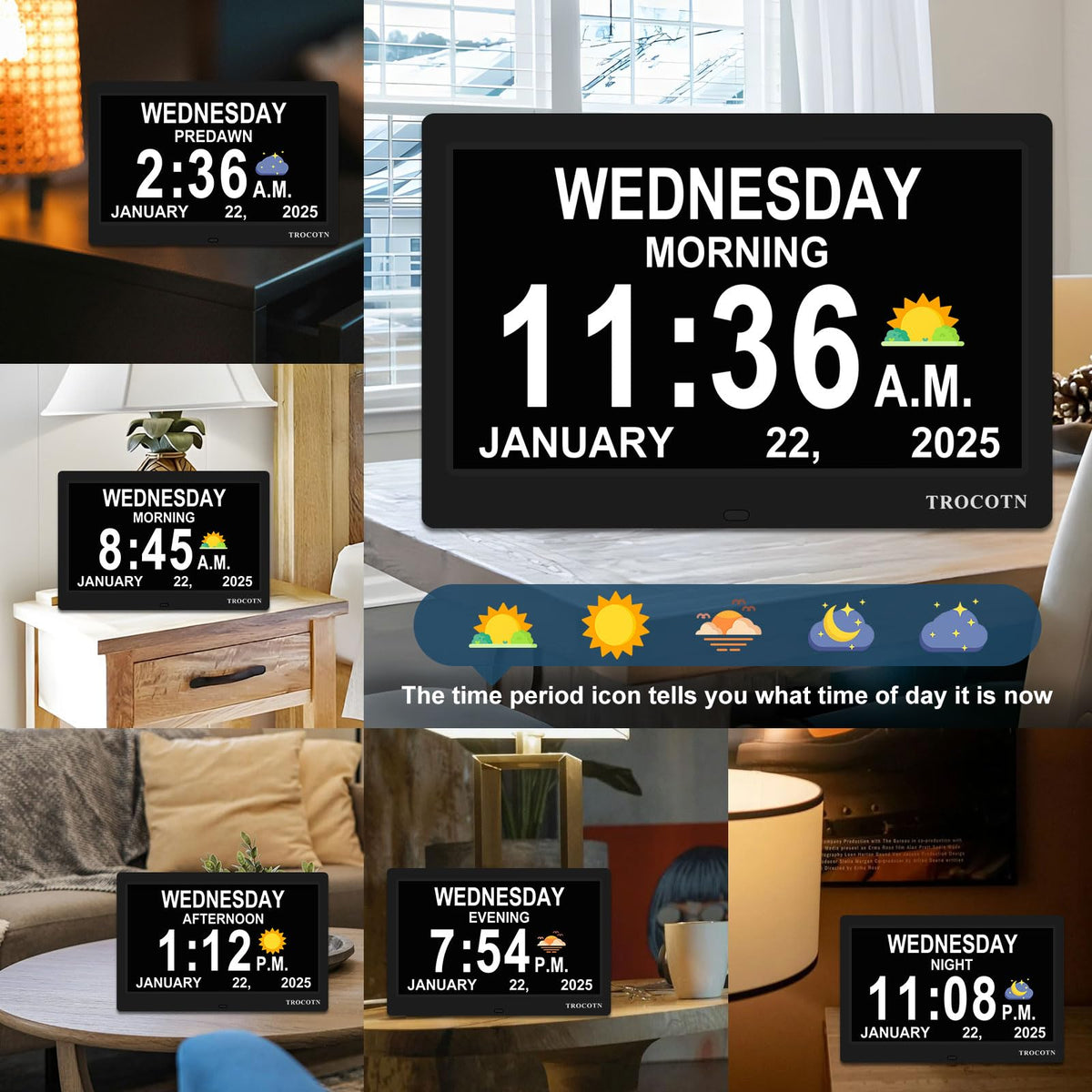 TROCOTN Dementia Clocks auto DST keeps time accurately overnight.