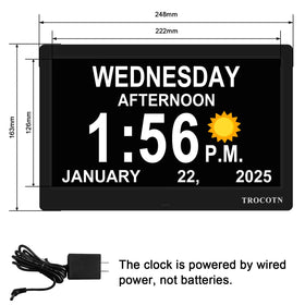 TROCOTN Dementia Clocks large font dial improves legibility for seniors.