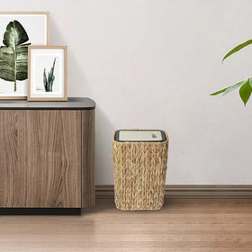 Trongee wicker-style can enhances bathrooms with a neat look.