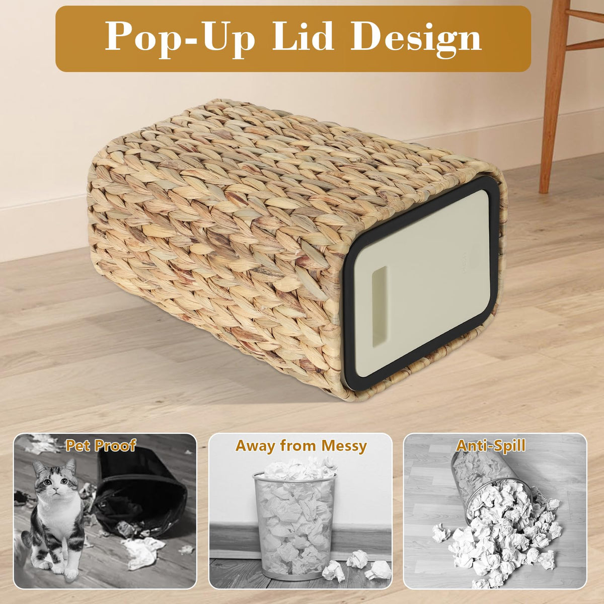 Trongee dog-proof lid design helps prevent curious pets.