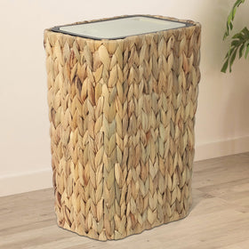 Trongee press-top lid trash can keeps bathroom odors under control.