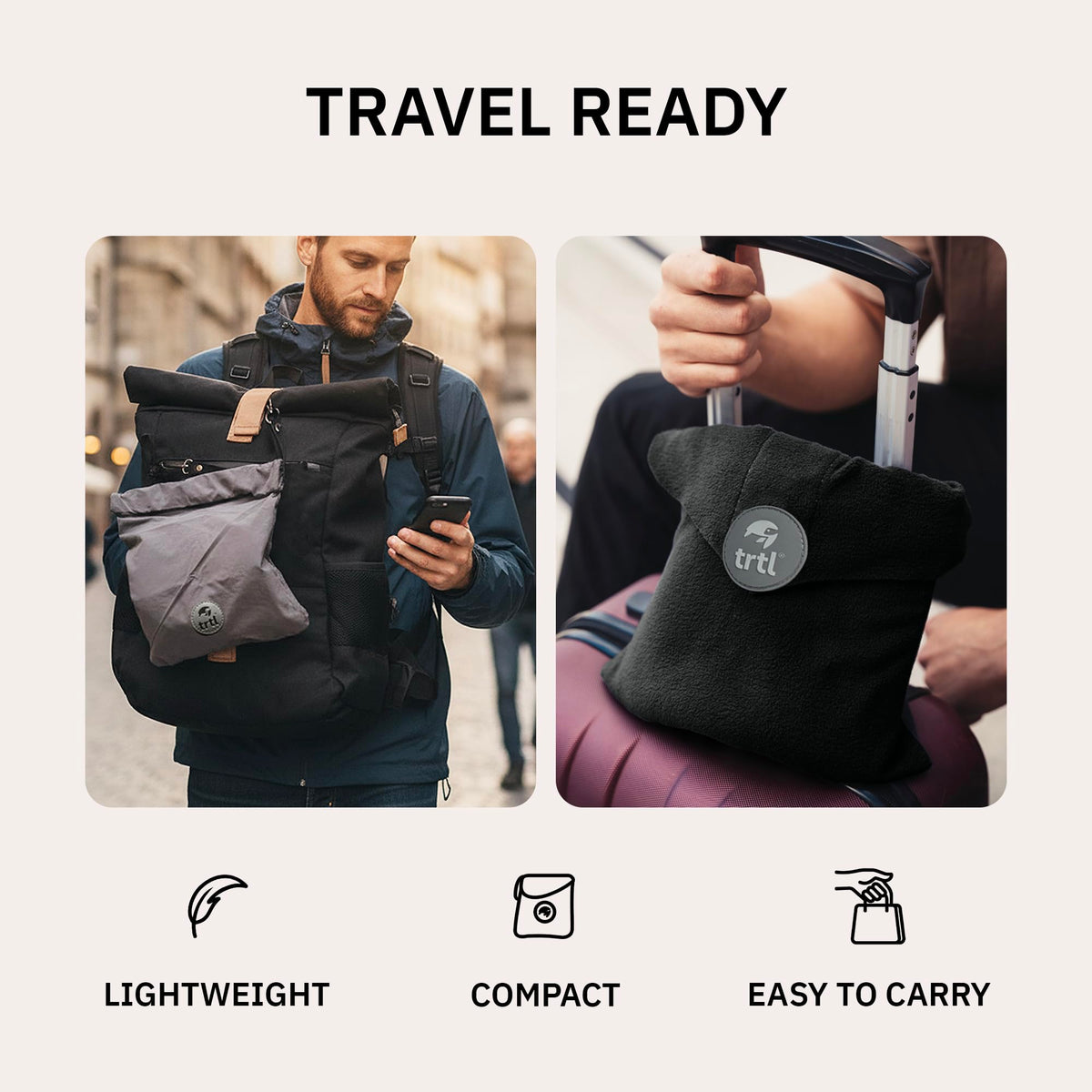 Trtl Pillow in-flight comfort ideal for airplanes, trains, and car journeys.