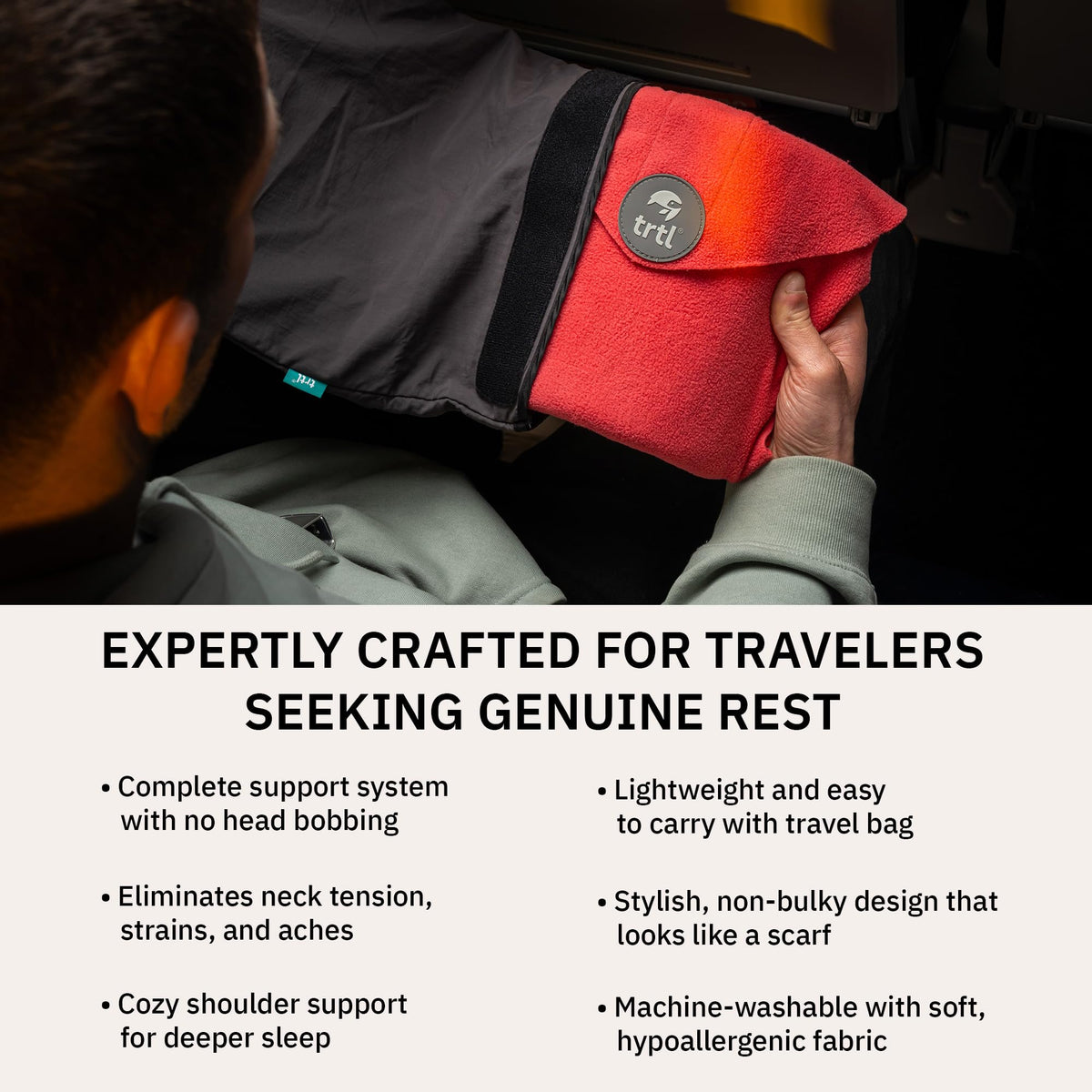 Trtl Pillow weighs 4.5 oz, offering travel-friendly lightness and reduced bulk.