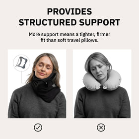 trtl Pillow Plus internal neck support aligns your head for comfort.