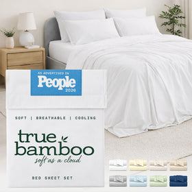 TRUE BAMBOO king flat sheet in silky viscose offers all-season comfort.