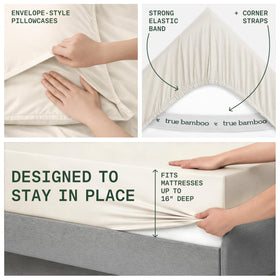 TRUE BAMBOO corner-straps keep bed linens in place overnight