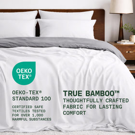 TRUE BAMBOO Sheets Queen set includes four pieces in white.