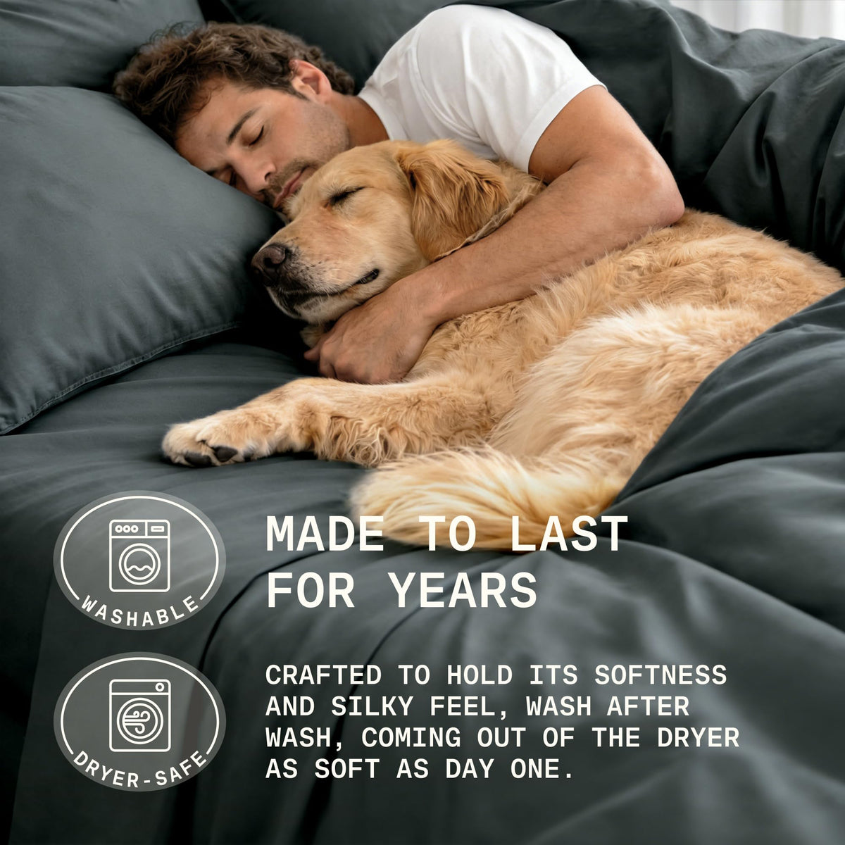 TRUE BAMBOO 4-piece set includes flat sheet, fitted sheet, two pillowcases