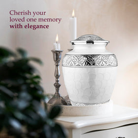 Trupoint Memorials large white urn displaying ample capacity and refined finish