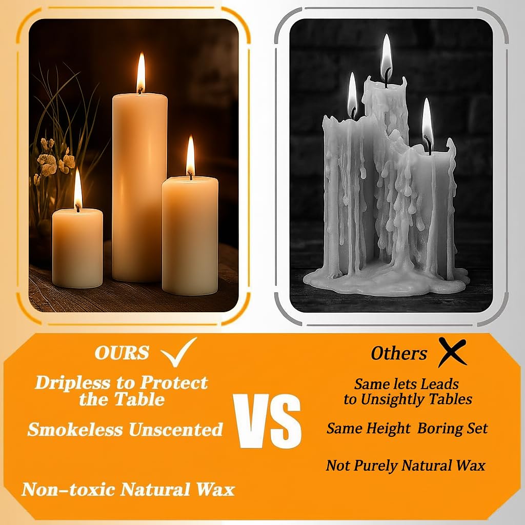 Trxvxo ivory pillar candles 6-inch six-pack create dramatic ambiance for events