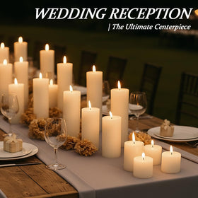 Trxvxo ivory pillar candles in hurricane holder offer a safe, steady glow for centerpieces
