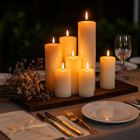 Trxvxo unscented ivory pillar candles provide clean ambiance without overpowering scents