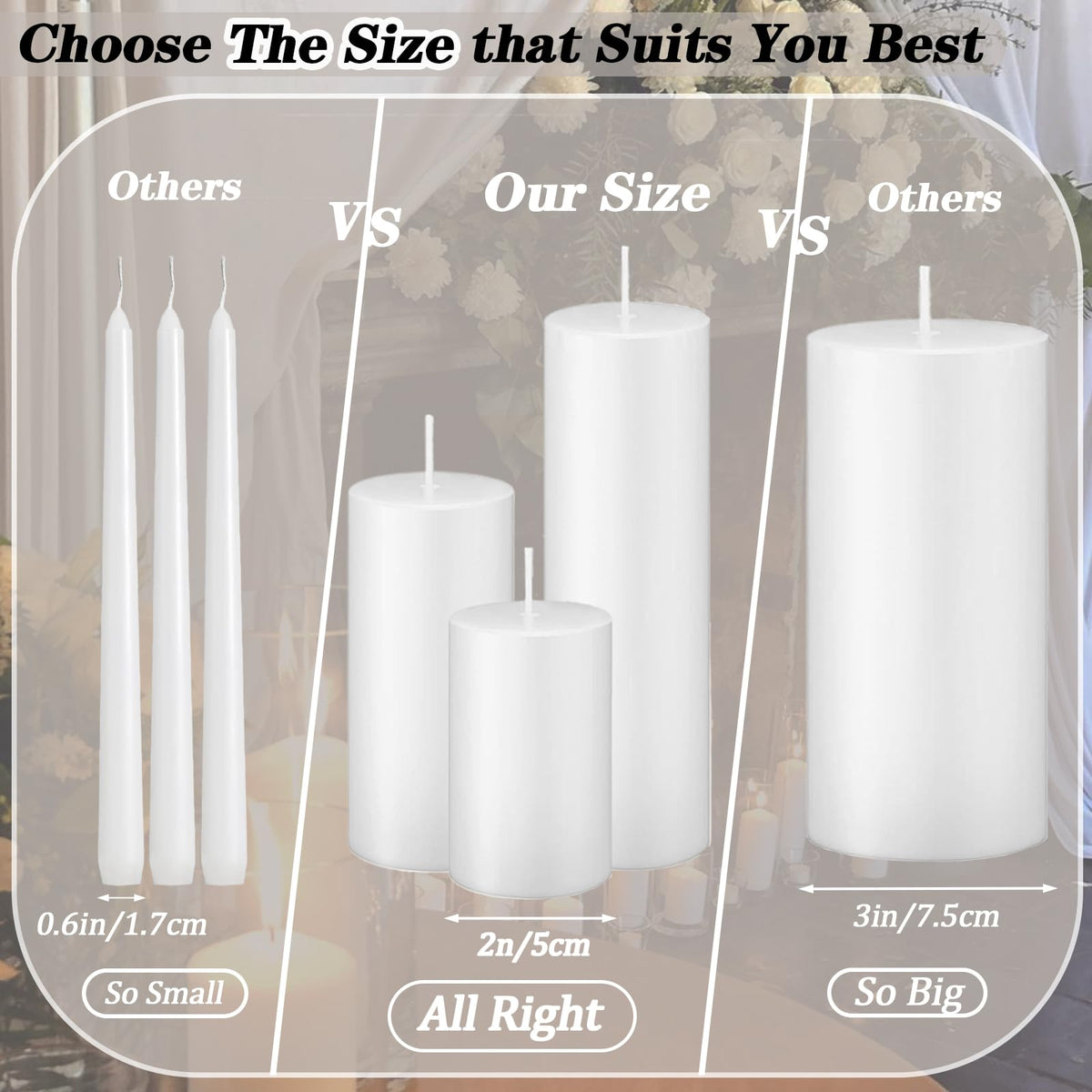 Trxvxo ivory pillars suit weddings, dinners, and cozy home decor