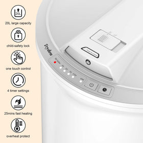 Trydow towel warmer bucket with lid open for easy loading