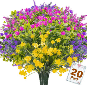 trytuny lavender artificial flowers outdoor 20pcs pack adds long-lasting color to patios