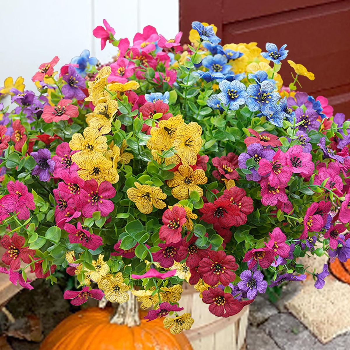 Trytuny artificial outdoor flowers brighten porches with UV-resistant color