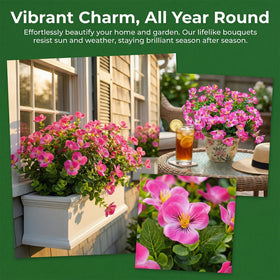 Trytuny rose red artificial flowers set for window boxes and planters.