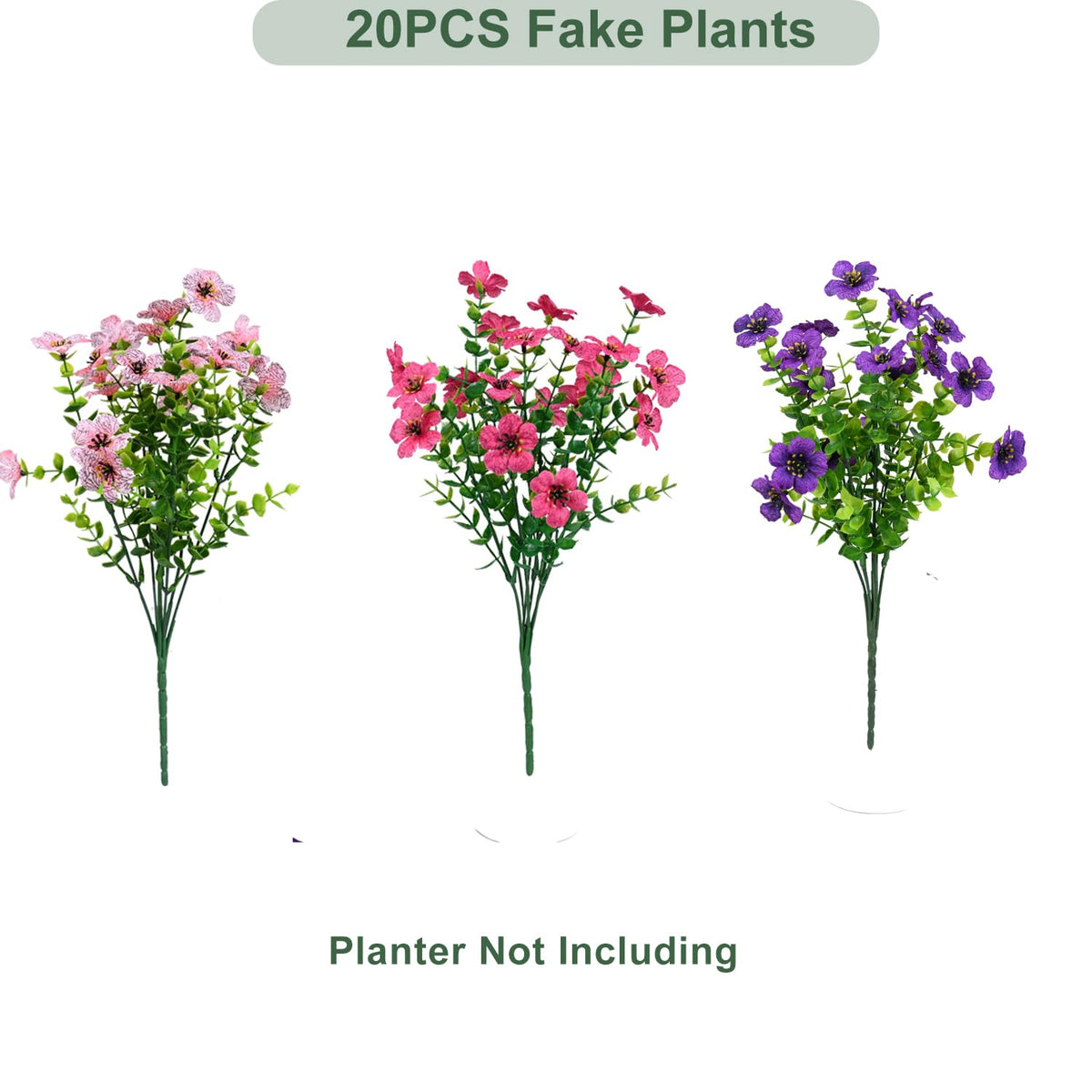 trytuny realistic faux plants in rosy pink perfect for window boxes and planters