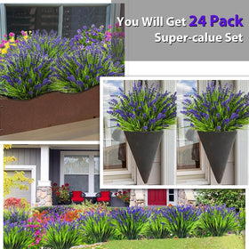 trytuny artificial lavender flowers for front door planters, durable and maintenance-free