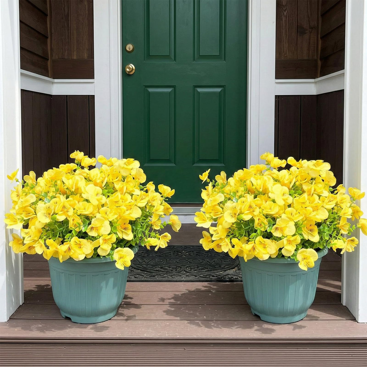 Trytuny yellow artificial flowers ready-to-use bouquet for planters and vases.