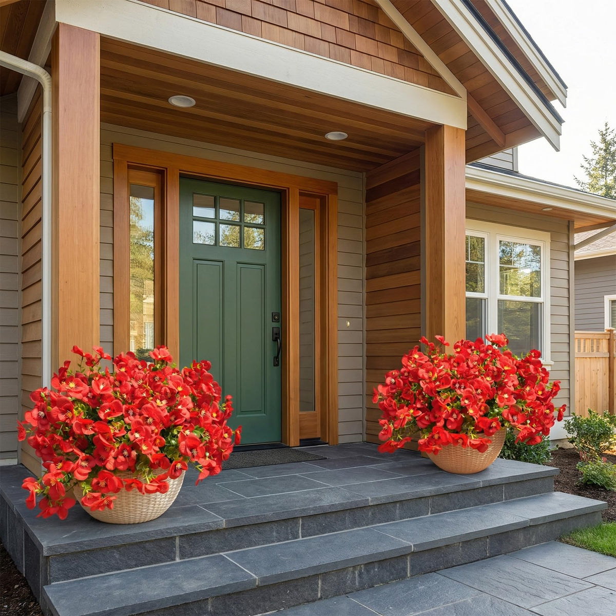 trytuny realistic faux plants outdoor red bundle highlighting durable weather resistance